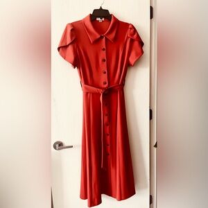 NWOT Calvin Klein Orange Midi Dress with Buttons